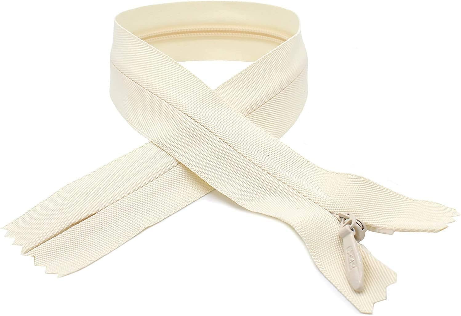 #5 Invisible Bridal Wear YKK (Conceal) Off-White Zipper - Closed Bottom - Color Off-White - Made in The United States (1 Zipper Per Pack) (18" Inches)