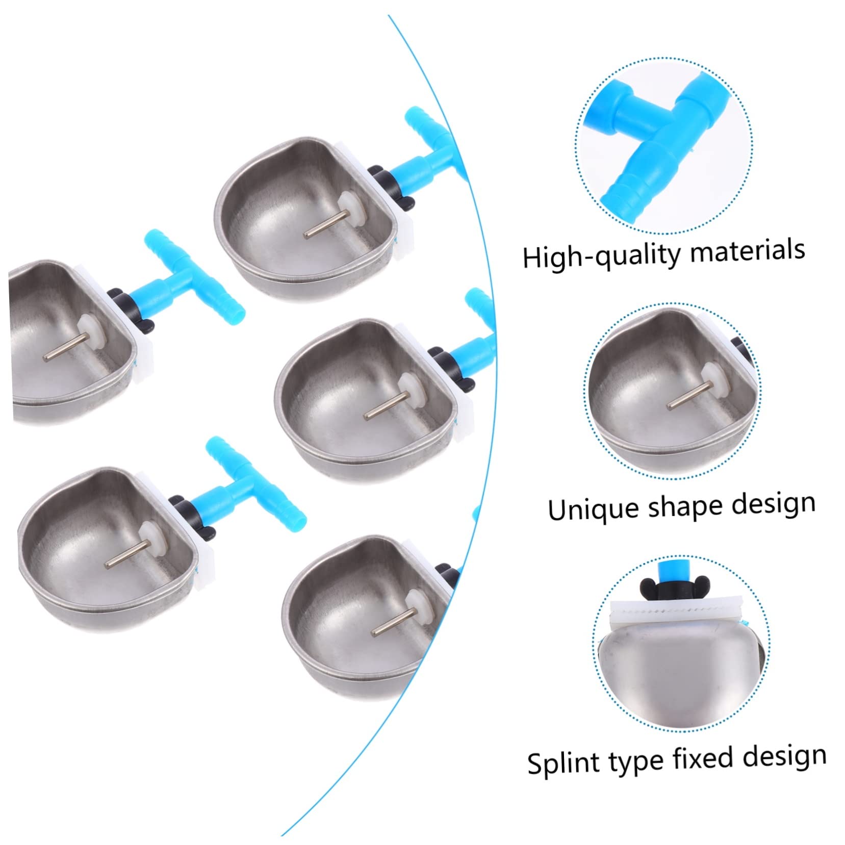 5piezas Tazón De Agua para Beber para Conejos Comedero Automático De Acero Inoxidable Bebedero Fijo para Conejos para Jaulas