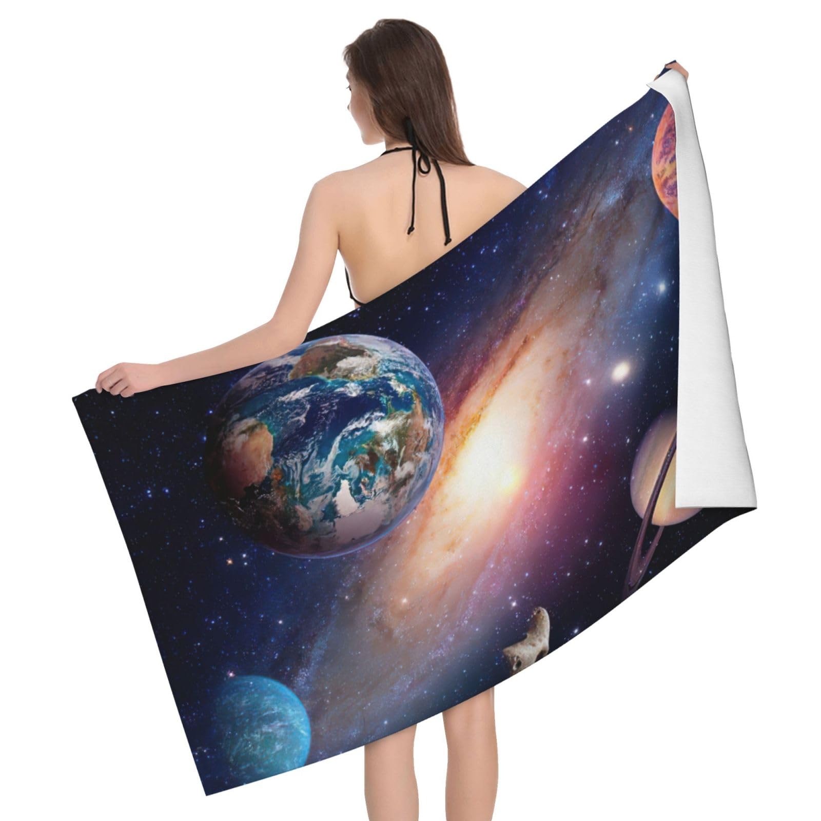 Serviette de bain compacte séchage rapide motif galaxie pour grand voyageur