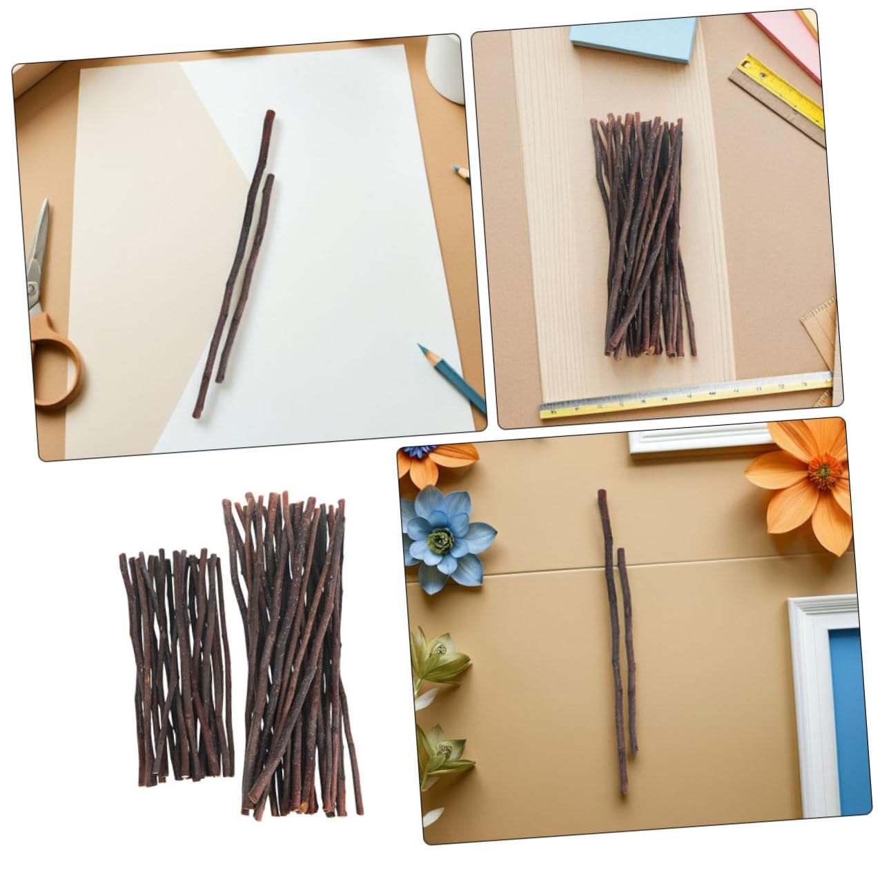 60 Piezas palitos de artesanía ramitas de madera para manualidades accesorios rústicos para fotos Artesanía a mano ramitas artesanales Café