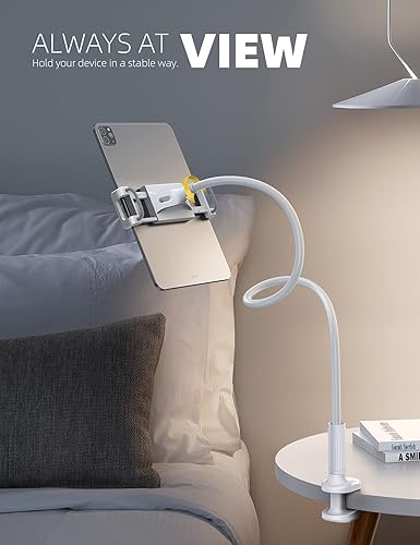 Miniatura 13 de Lamicall Soporte de soporte de tableta de cuello de cisne para cama, abrazadera flexible de brazo de tableta para cama compatible con Pad Mini 7.9