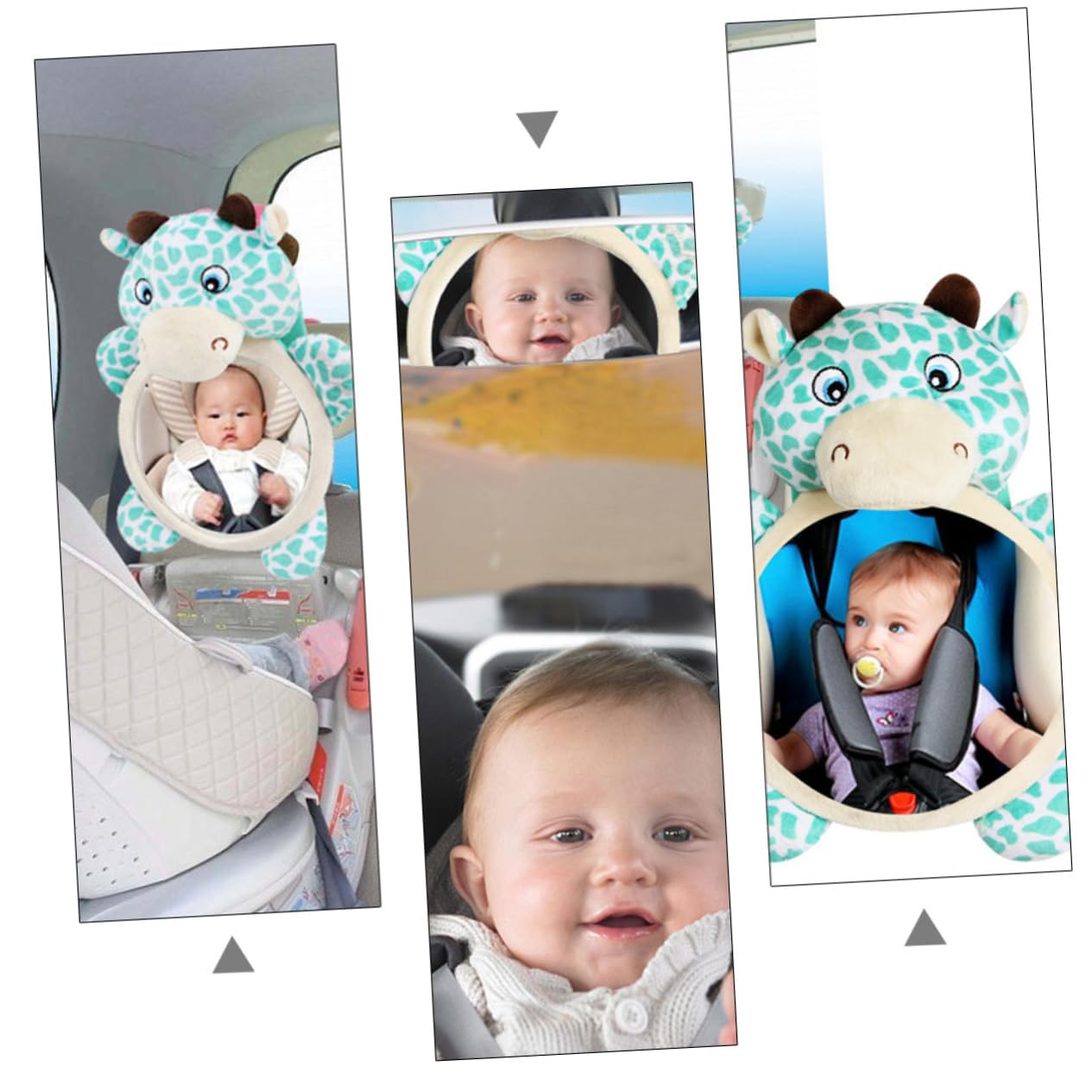 VICASKY 3 Piezas Espejo De Para Bebés De Espejo De Coche Asiento Para Niños Pequeños De Del Coche Green Felpa
