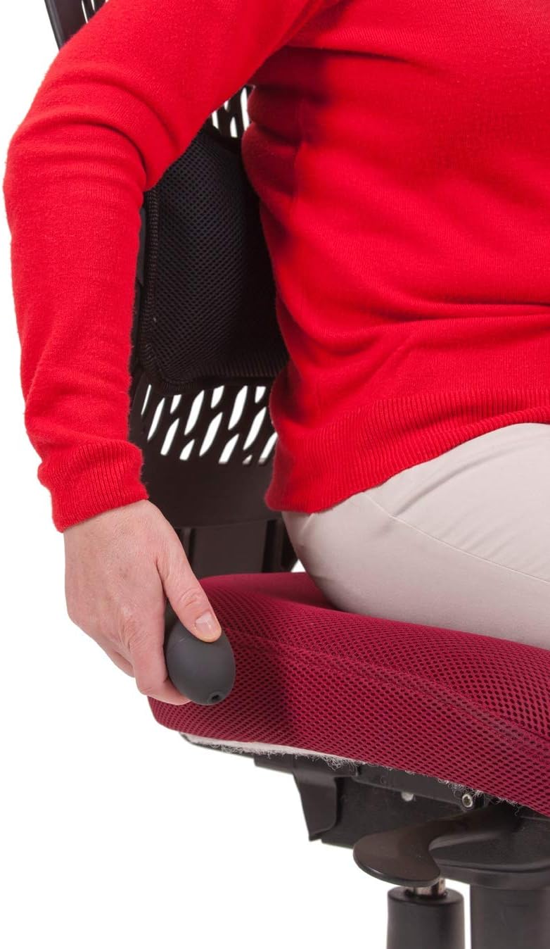 AirCareSystems™ (Reg: UK00003133539) Infinitely adjustable Lumbar Support Pad for Lower Back Pain Relief. Hand pump inflating air cell and sculptured foam. Breathable washable 3D mesh cover. AirCare Ergonomics™ (Reg: UK00003133539)