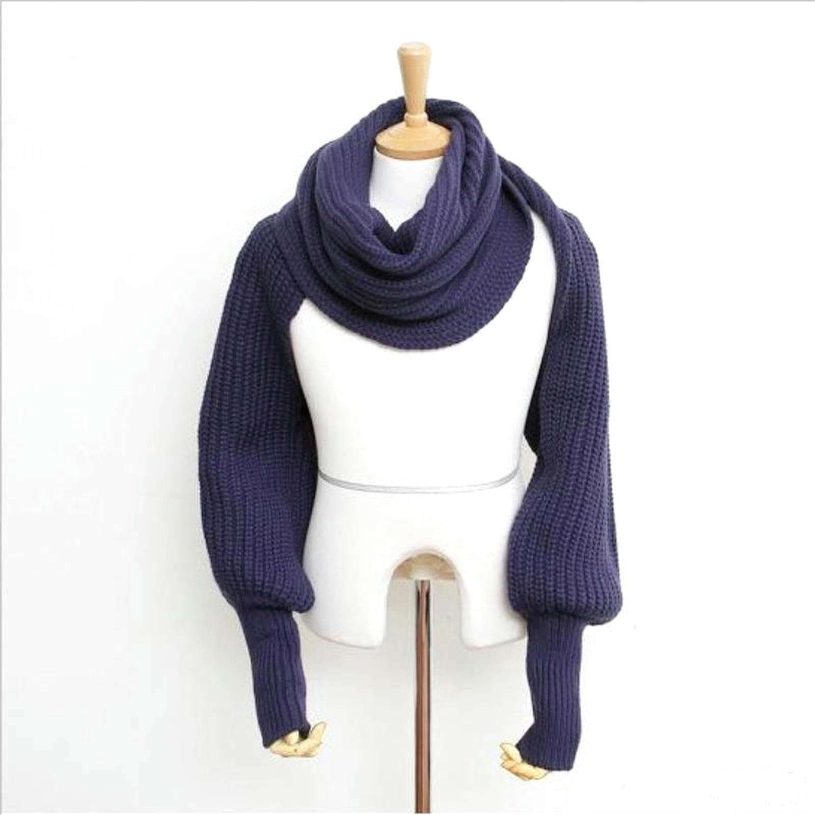 Sciarpa lunga da donna invernale in stile europeo con maniche Sciarpe lavorate a maglia di lana per donna Scialle casual caldo spesso di alta qualità