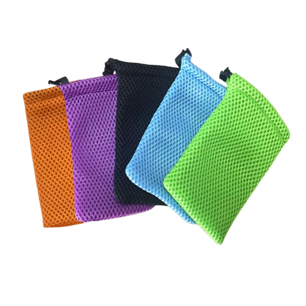 Fetoatar Nylon Mesh Drawstring Bag, 5.9 x 4 Inch Small Storage Pouch String Bags for Mini Stuff MP3 Charger Earphone Key 5Pcs