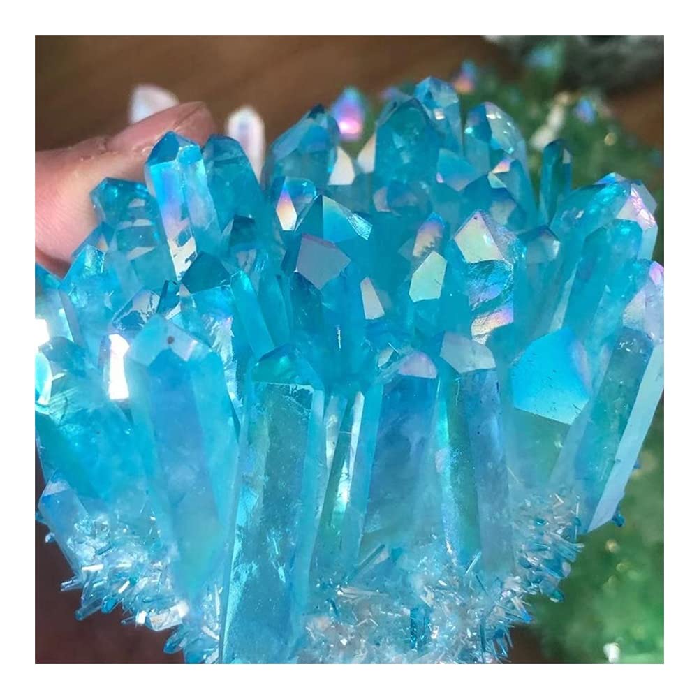 Salud y hogar Natural azul claro cristal galvanoplastia cristal racimo (tamaño: 1 unidad)
