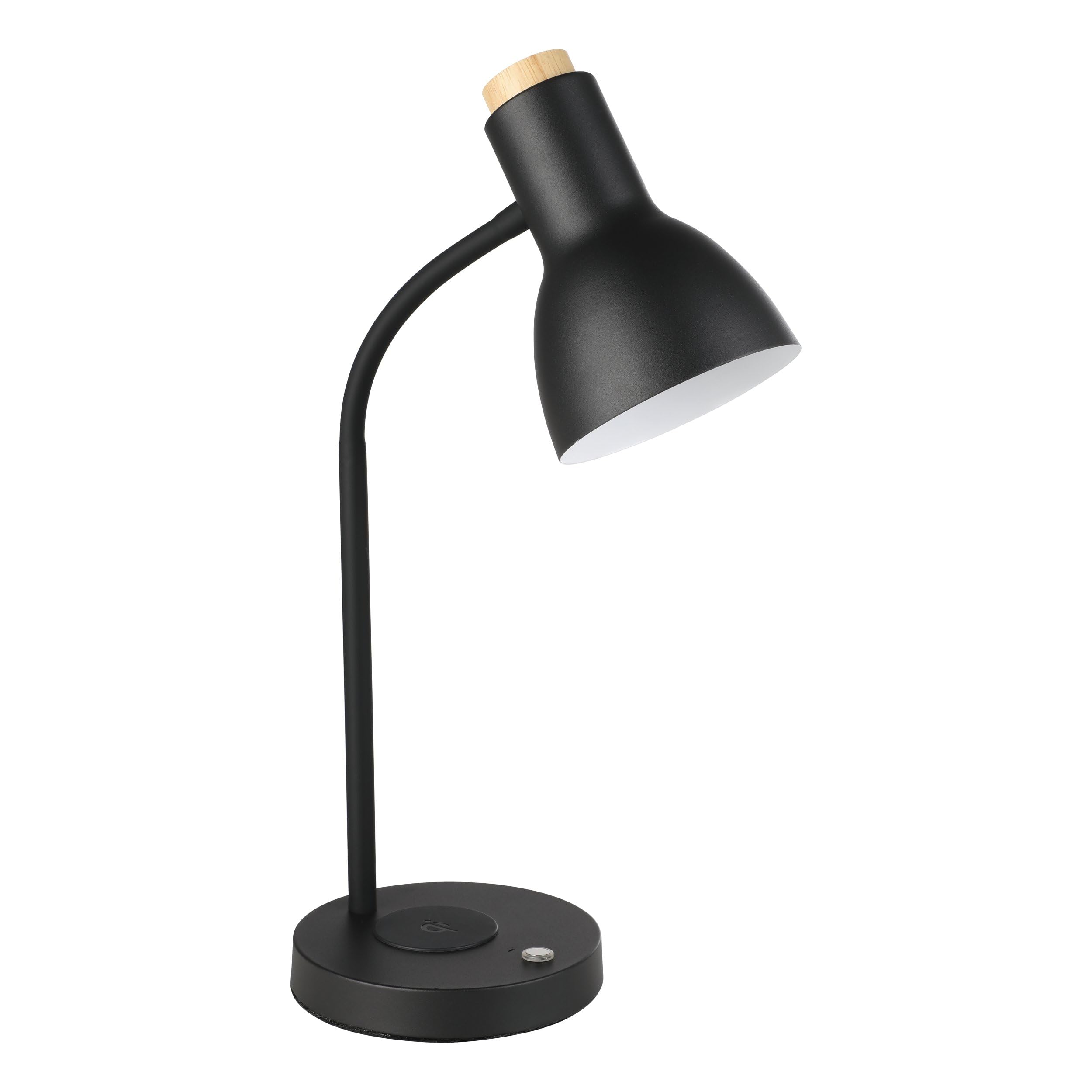 EGLO LED Tischlampe Veradal-QI, Nachttischlampe mit QI-Ladefunktion | Tischleuchte Touch dimmbar aus Holz in Natur, Metall in Schwarz und Creme, Schlafzimmer Tisch Lampe, warmweiß