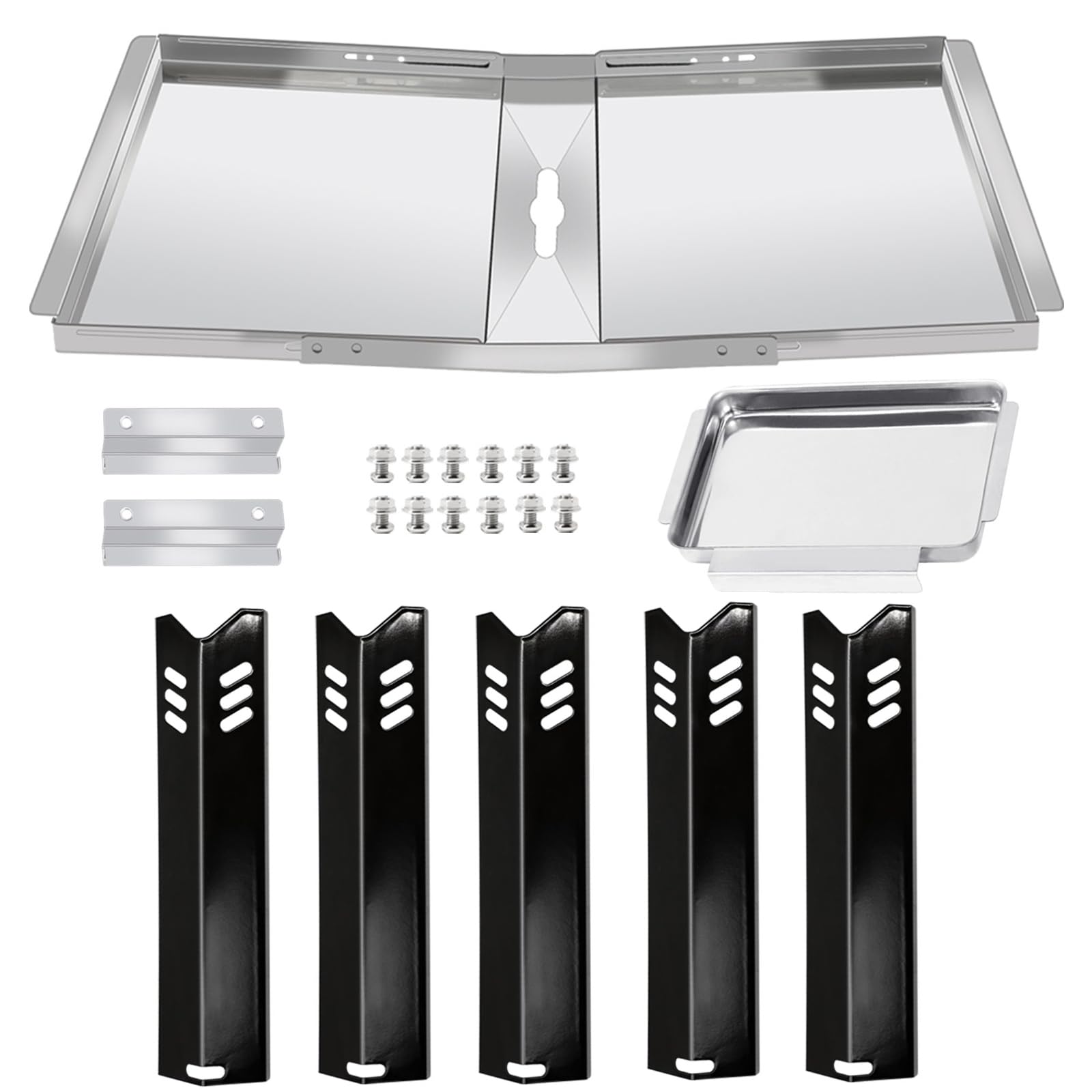 DGF510SBP Grill Replacement Parts for Dyna-glo DGF510SBP, DGF493BNP, DGF510SSP, Backyard Grill BY13-101-001-12, BY13-101-001-13, BHG Grills, Adjustable 24"-30" Grease Tray Drip Pan and Heat Plates
