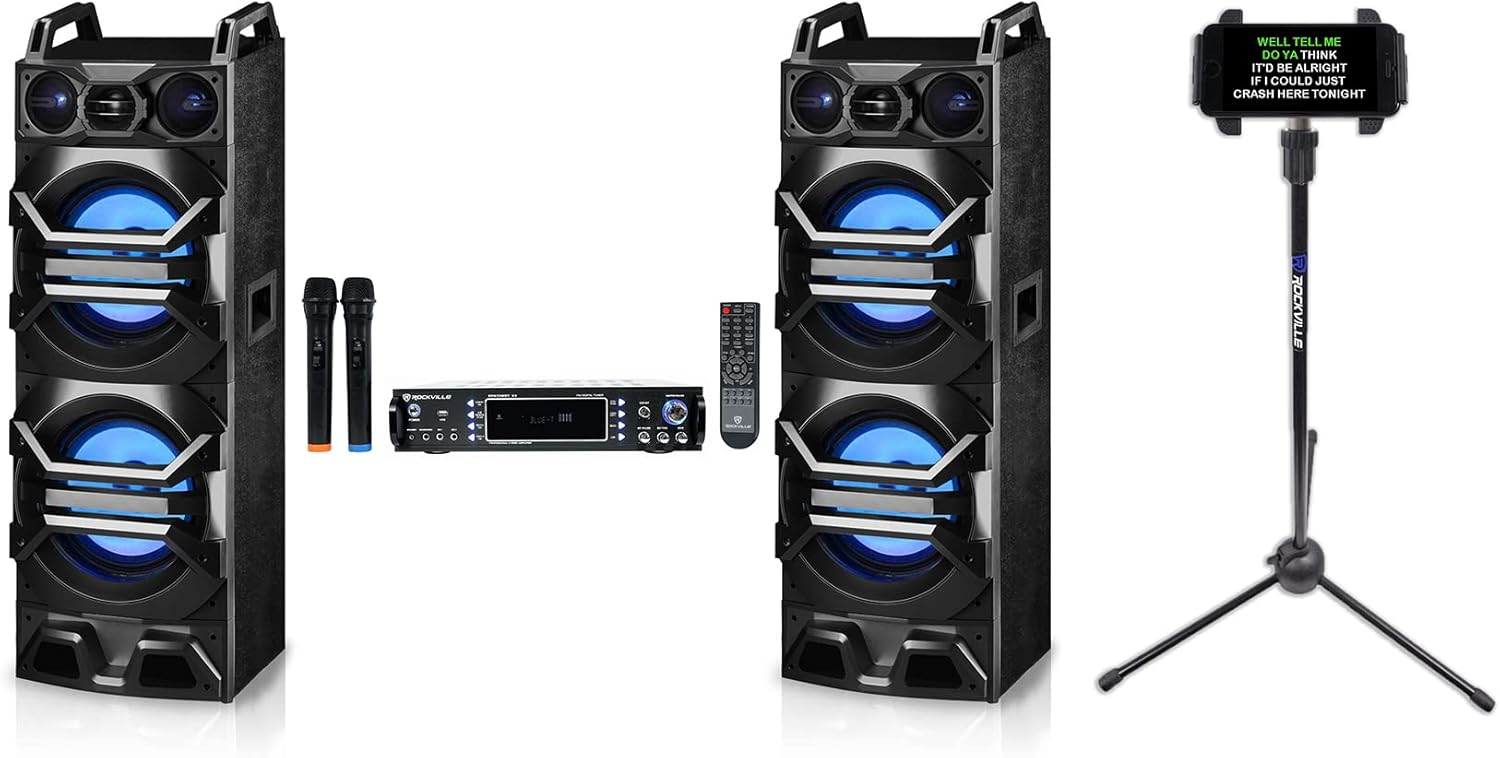 Rockville Bluetooth Karaoke Machine System+(2) Dual 10" LED