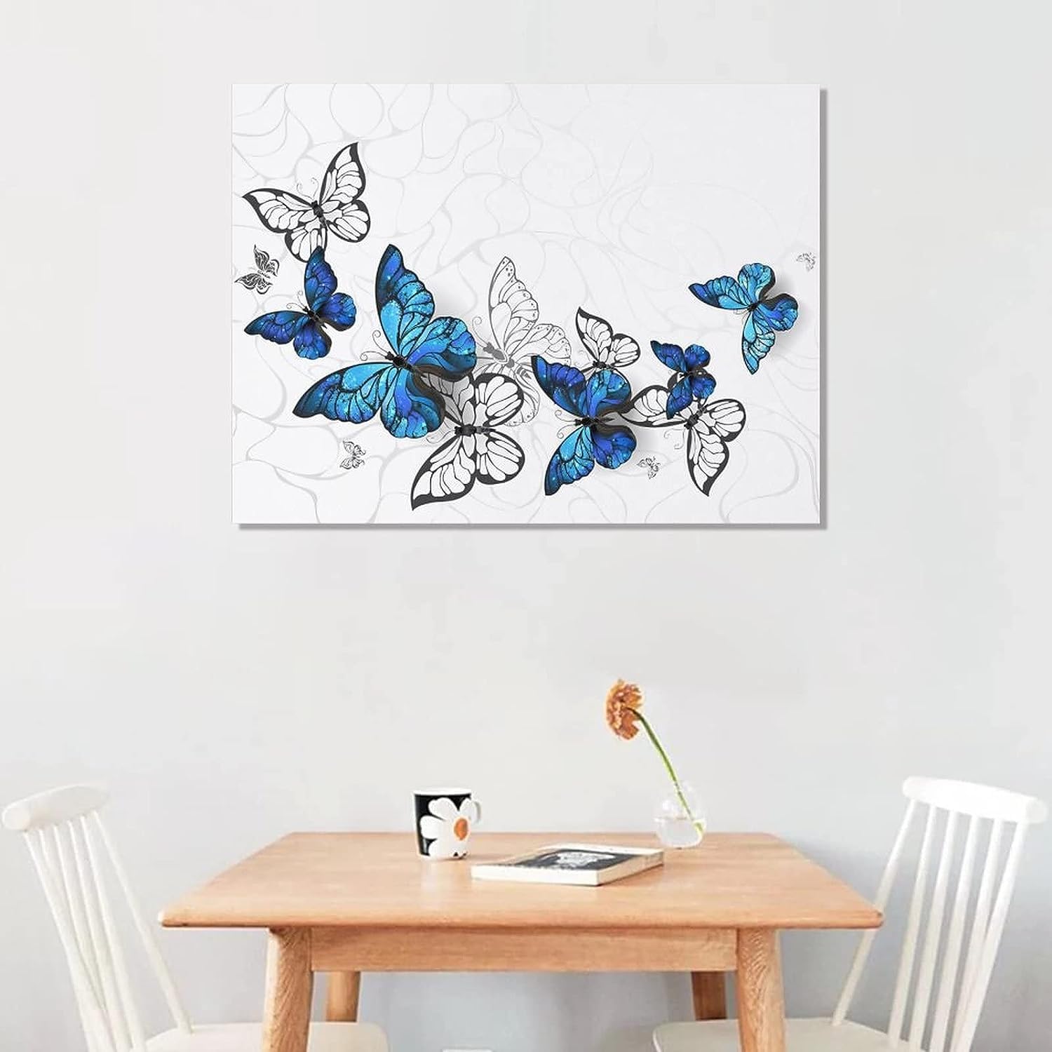 Amazon.co.jp: アートパネル ポスター 絵画 ブルー バタフライ