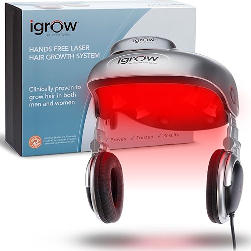 iGrow Sistema profesional de crecimiento del cabello láser - Gorra láser aprobada por la FDA para el crecimiento del cabello para hombres y