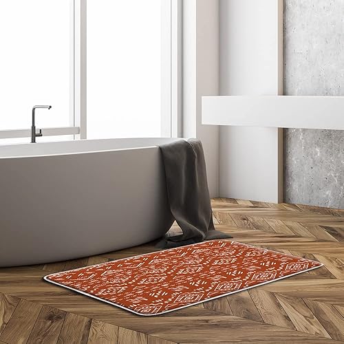 Miniatura 5 de Tapete de baño bohemio negro y blanco, geométrico, moderno, estilo tribal, retro, azteca occidental, decoración de baño, microfibra con respaldo de