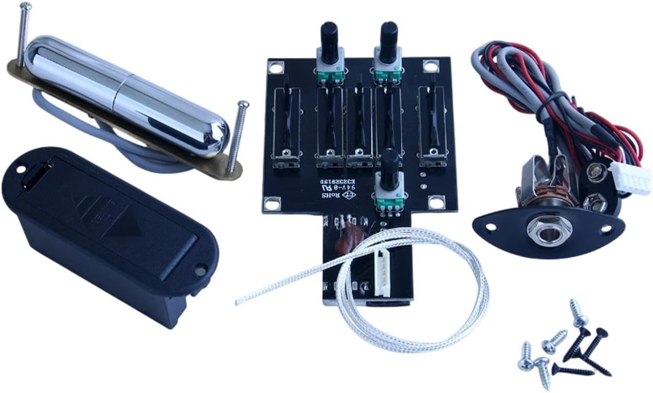 Generic Guitar Pickup with 4-Band EQ, Easy to Install, Lightweight, High Performance for Acoustic Guitars, Portable Piezo Pickup with, BS03
