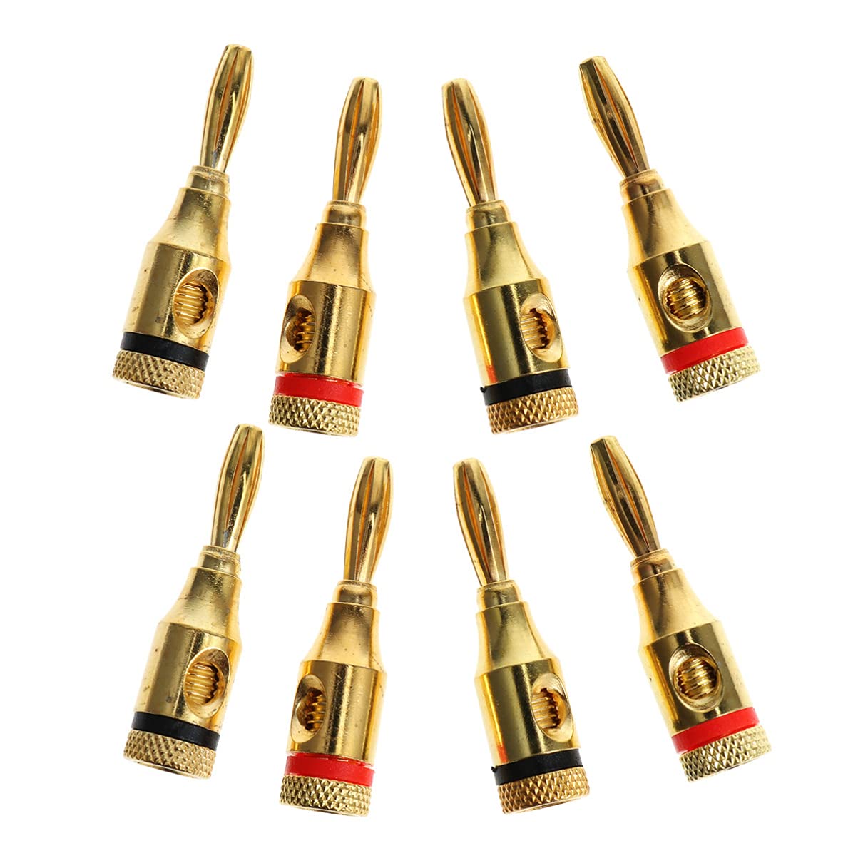 WINOMO 8 Pezzi Connettori A Banana Placcati Oro Da 4mm Per Cavi Diffusori – 4 Rossi E 4 Neri, Impilabili Per Doppio Cablaggio