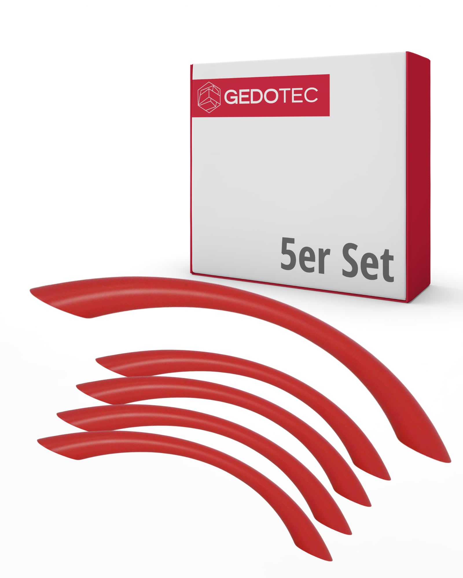 Gedotec Red Furniture Handles For Children's Rooms, Drill Spacing 128 Mm, Colour, Pack Of 5, Plastic Drawer Handles, Colour, Colourful Door Handles, Children's Furniture Handles, Narrow Handles,