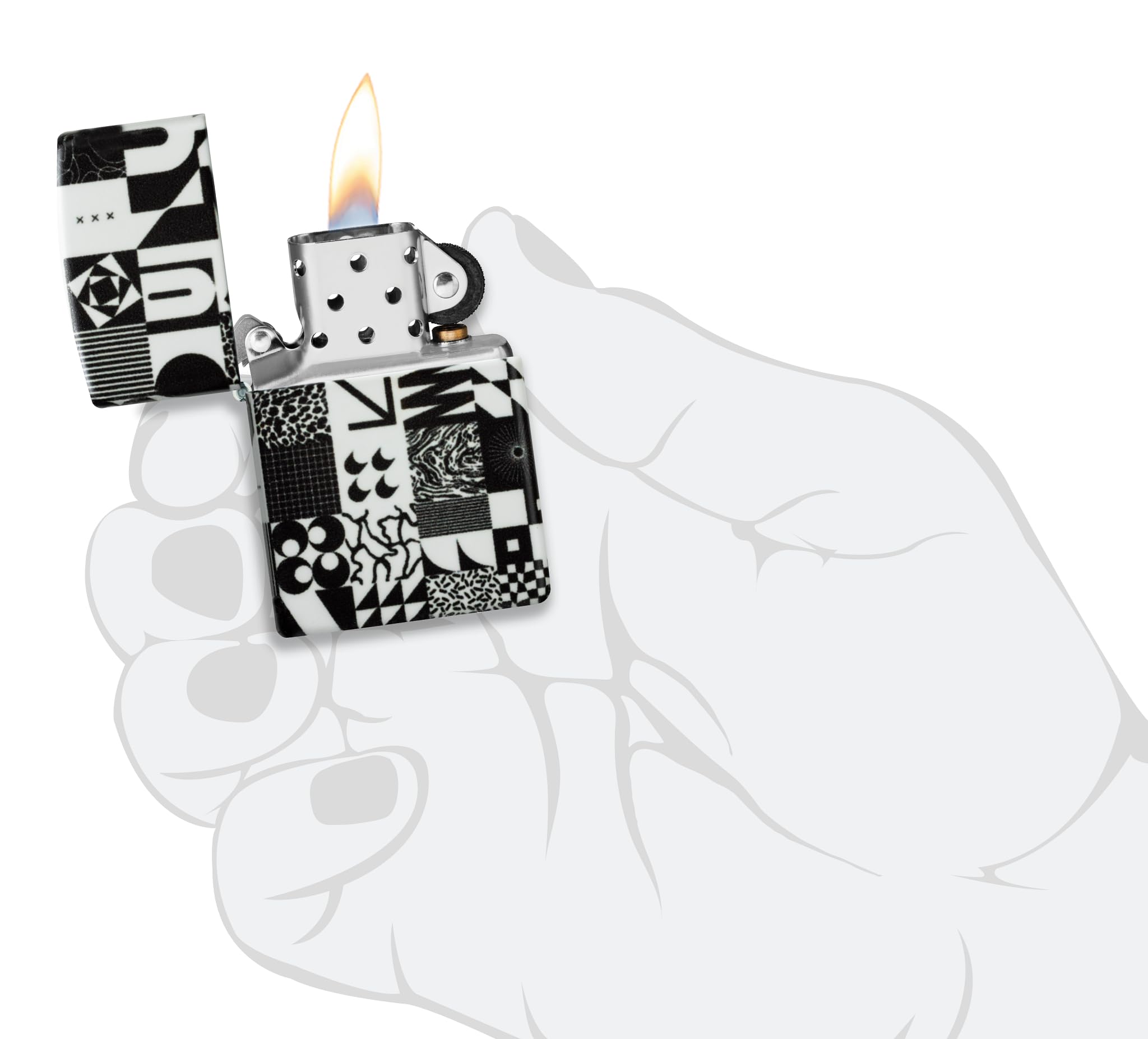 Zippo Accendino antitempesta – Abstract Pattern, 540°, Color Image – Ricaricabile – Riutilizzabile – Design antivento – Confezione regalo – Made in USA