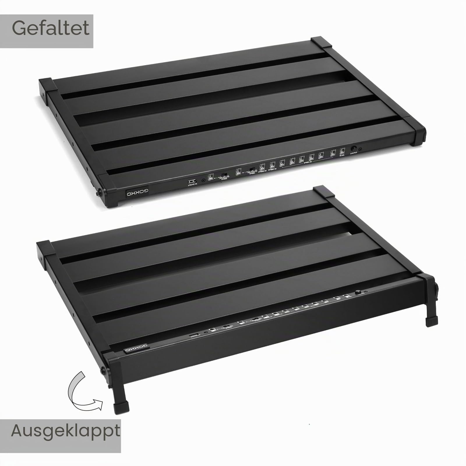GOKKO Pedalboard mit integriertem Netzteil, zusammenklappbares Aluminium-Pedalboard mit Tragetasche (GK-58)