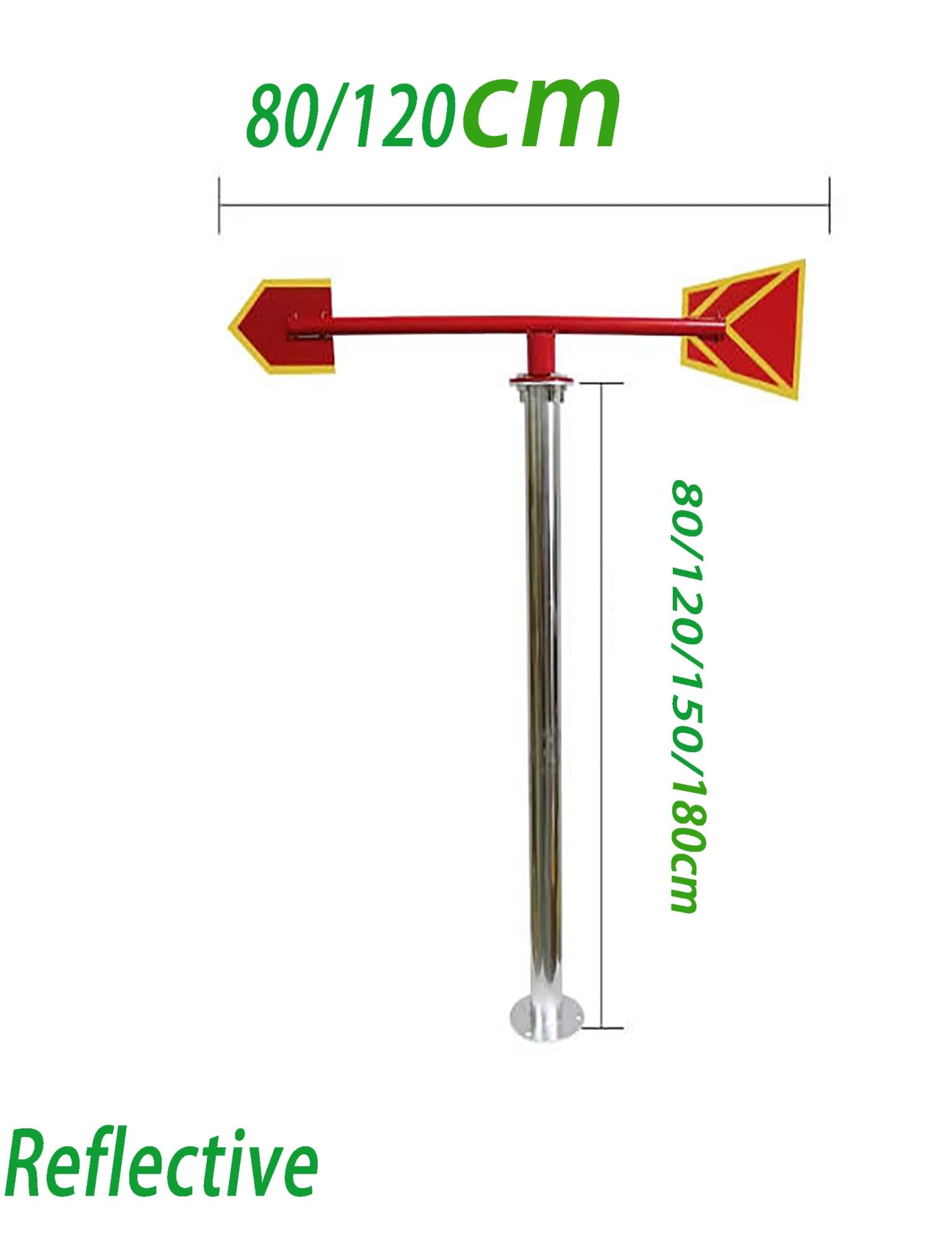 Rękaw wiatrowski z nylonu Rip Stop, Odblaskowy wiatrowskaz ze stali nierdzewnej świecący w ciemności, wielokolorowy, wiele rozmiarów(Red-yellow,Bracket 120cm-120cm)