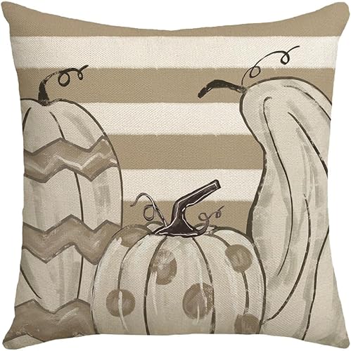 Miniatura 7 de Juego de 4 fundas de almohada de otoño de 17.7 in x 17.7 in, fundas de almohada de calabaza para exteriores, para decoración del hogar, sofá y sofá