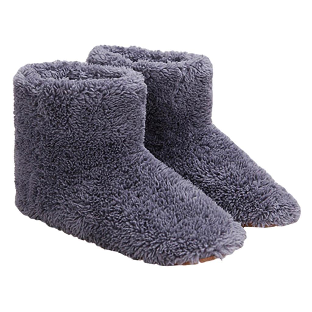 2xWinter Electric USB Warmer Foot Plush Heated Warm Slipper Home Shoe grey| Trendy | Comfortable | Fashionable | Soft Fabric-image-30