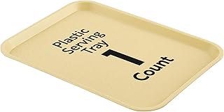 Restaurantware RW Base 12 x 16 Inch Fast Food Tray 1 Sturdy Cafeteria Lunch Tray - Lightweight No Slip Beige Plastic Serving Tray Rounded Corners For Restaurants Or Dinner Service