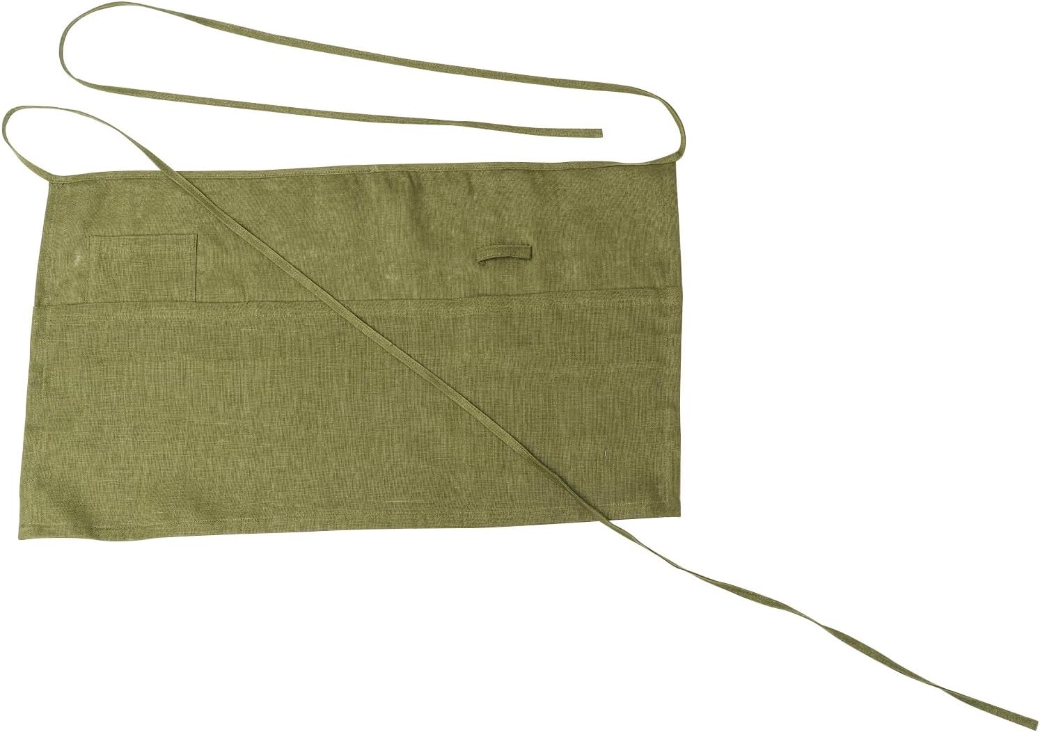 100% Linen Waist Apron, Server Waitress short Apron Bistro Half Apron With 1 Pocket and 1 Hoop for Women Men