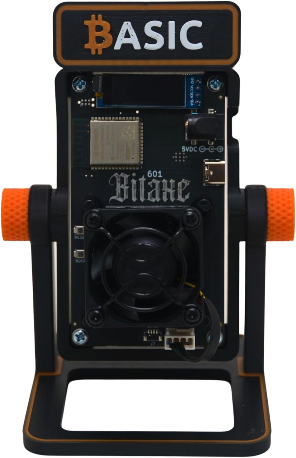 Basic Solo Bitcoin Miner – Bitaxe Gamma 601 BM1370 ASIC, 1.2 TH/s Open Source Crypto Mining Device with AxeOS, 2.4G Wi-Fi, OLED Display, Low Noise Home Mining Unit, 5V Power Supply & Stand Included