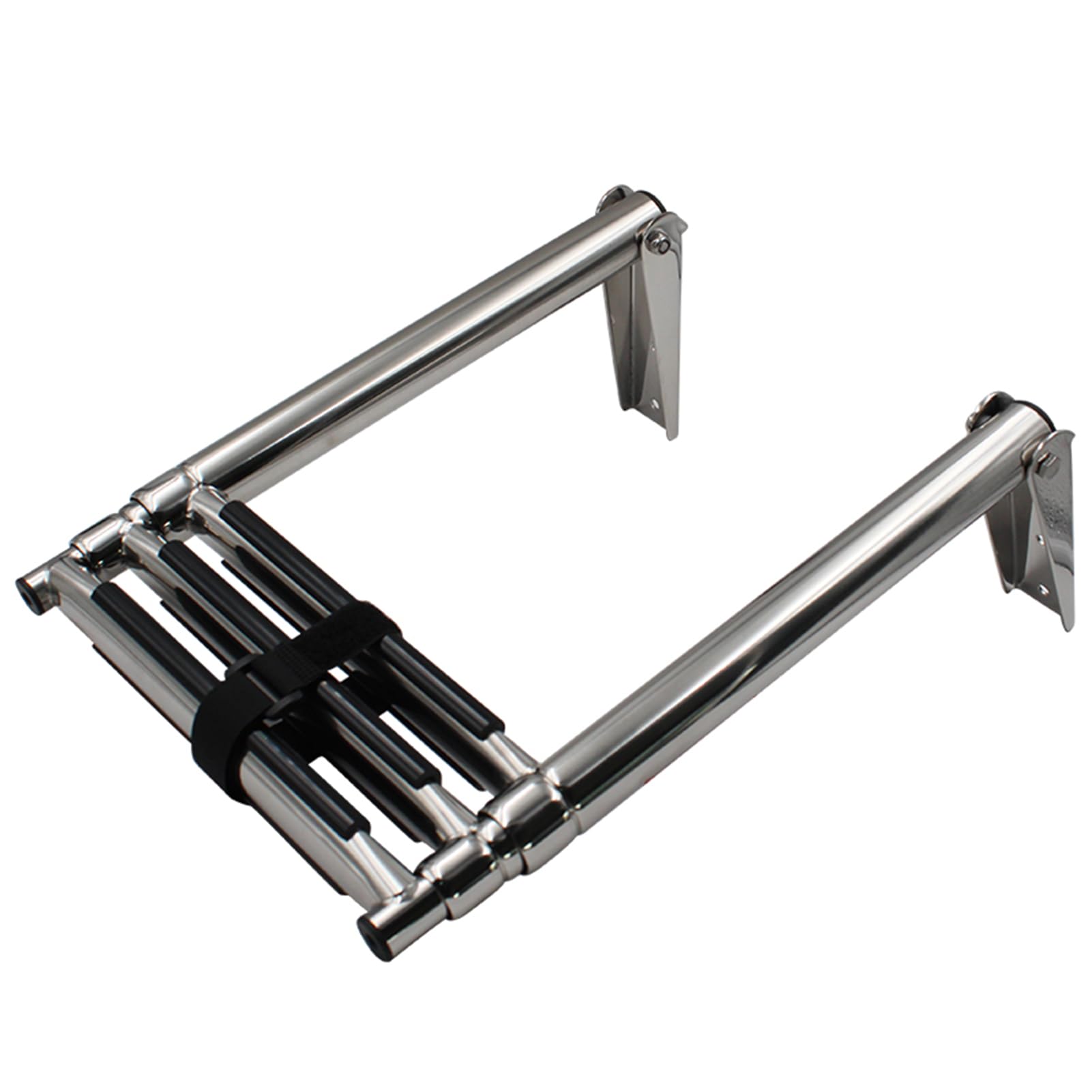 Folding Boat Ladder,2 Step Telescoping Swim Marine Stainless Steel Drop Slide Under Platform Mount Boarding(3 Steps)