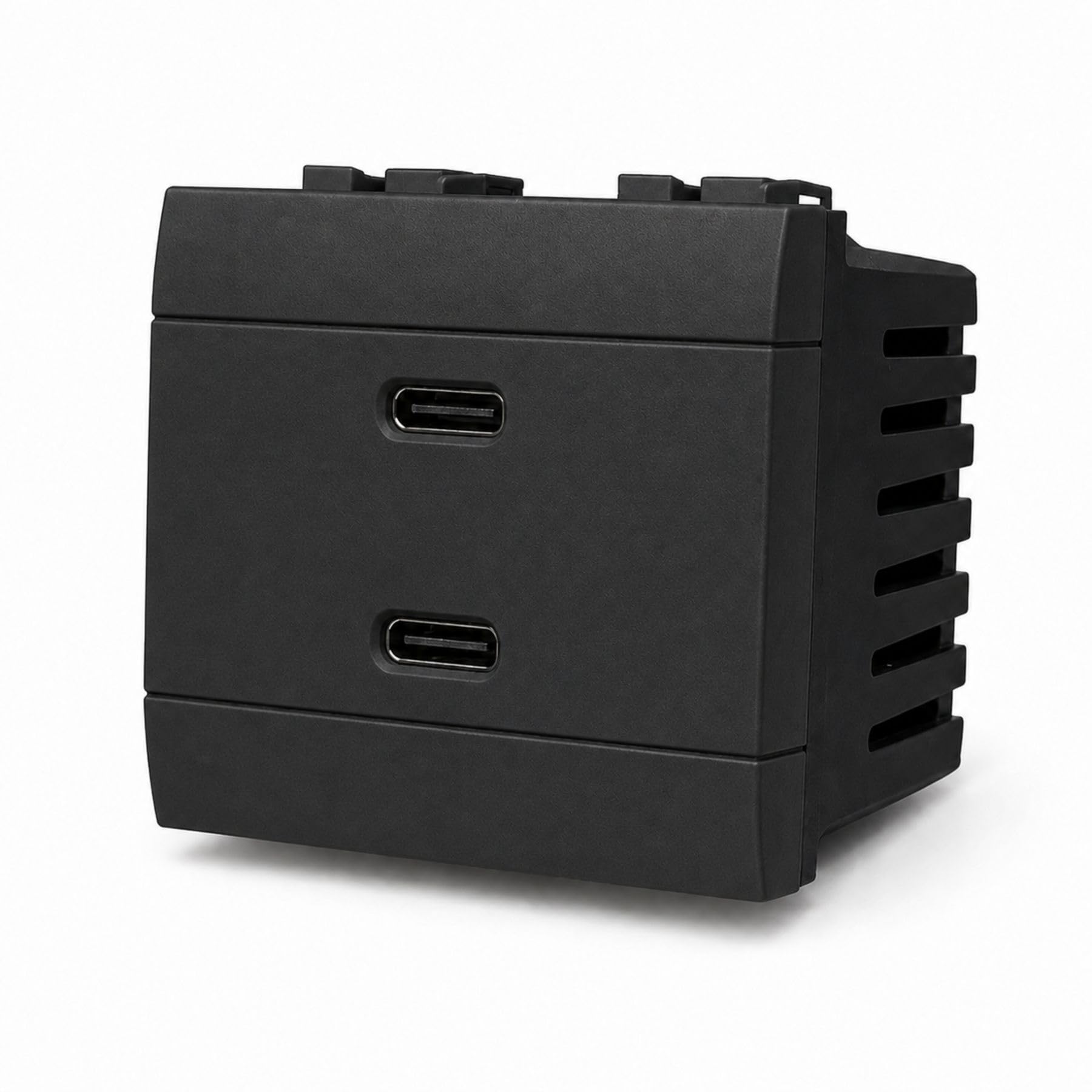 8 Pezzi Caricatore Doppio USB-C 45W, Compatibile Bticino Living International, Presa USB Tipo C da Incasso, 2 Moduli, Ricarica Rapida 5V 9V 12V 15V 3A e 20V 2.25A, Nero