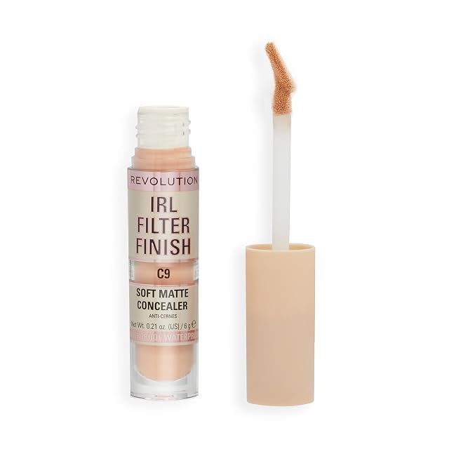 Revolution IRL Filter Finish Concealer Full Coverage Oil-Free Long-Lasting Lightweight Formula Infused with Hyaluronic Acid Vegan Cruelty-Free C9