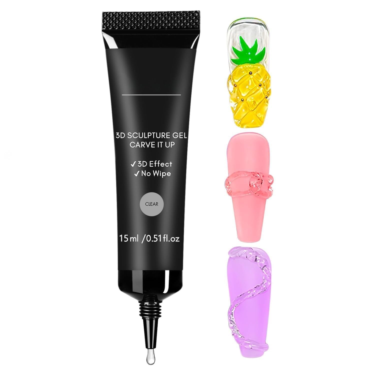 15g 3D Sculpting Gel Nail Glue for Nail Designs and DIY Nail Art - Clear Gel Polish for Drawing, Molding, Sculpture and Decoration (CLEAR) (UV/LED LAMP REQUIRED)-image-15