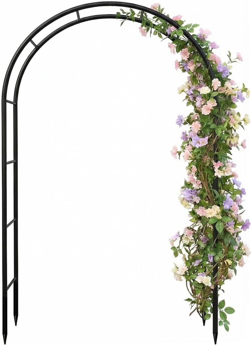 Galvanized Metal Garden Arbor,7.6ft H x 4.6ft W,Rust-Resistant Heavy-Duty Garden Arch Trellis for Climbing Plants Vines Roses, Ideal for Weddings, Bridal Events, Halloween, Christmas & Outdoor Decor