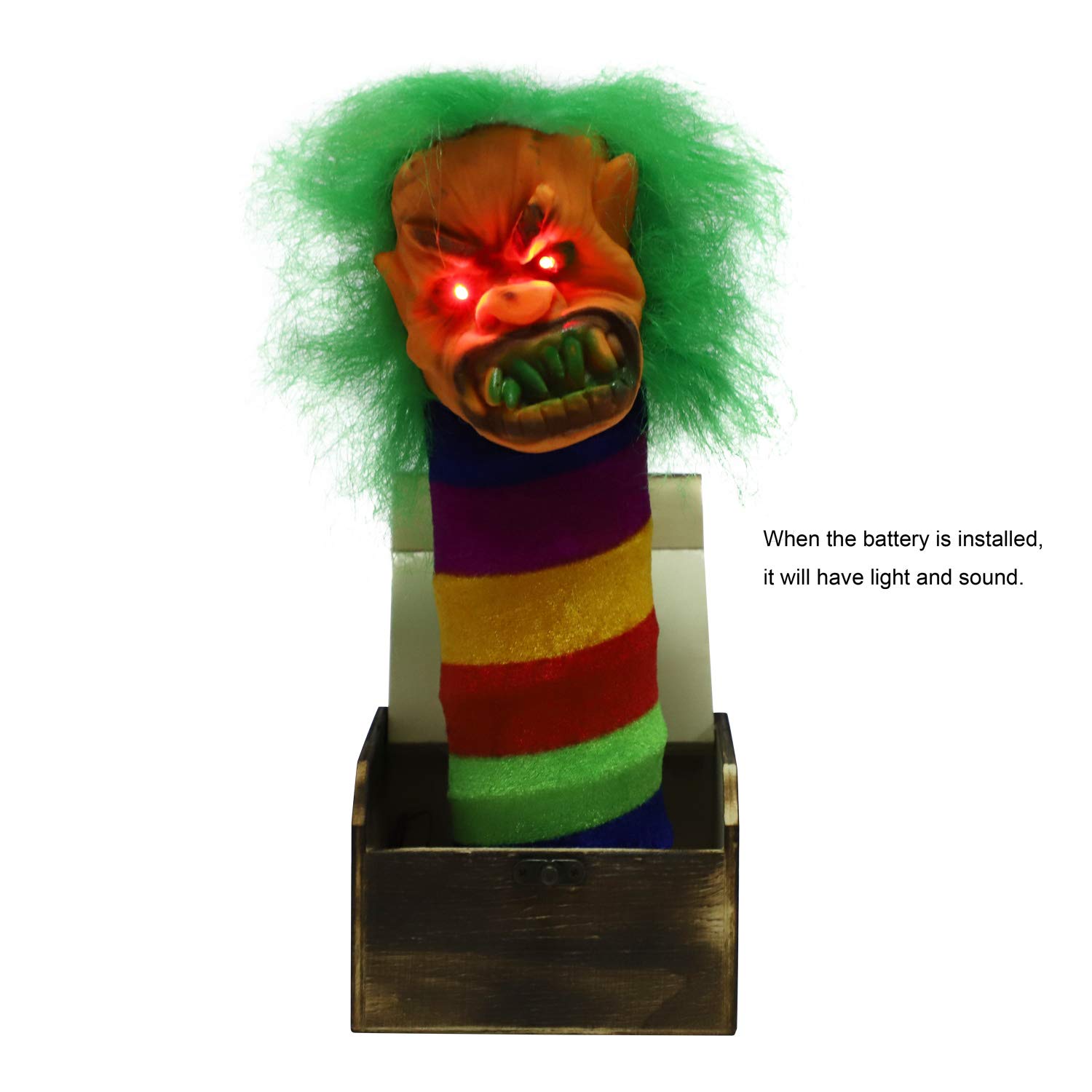 Boîte Surprise Halloween IBLUELOVER - Jouet Farce Fantôme Avec Son, En Bois Et Tissu, 27x12x10 Cm - 4