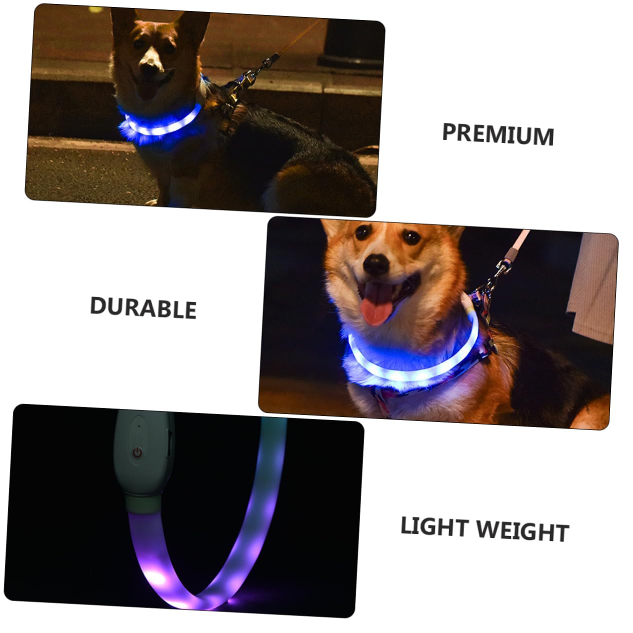 Angoily 3 Juegos Collar De Brillo para Mascotas Collar Perro Pequeño Luz Intermitente Batería Integrada USB