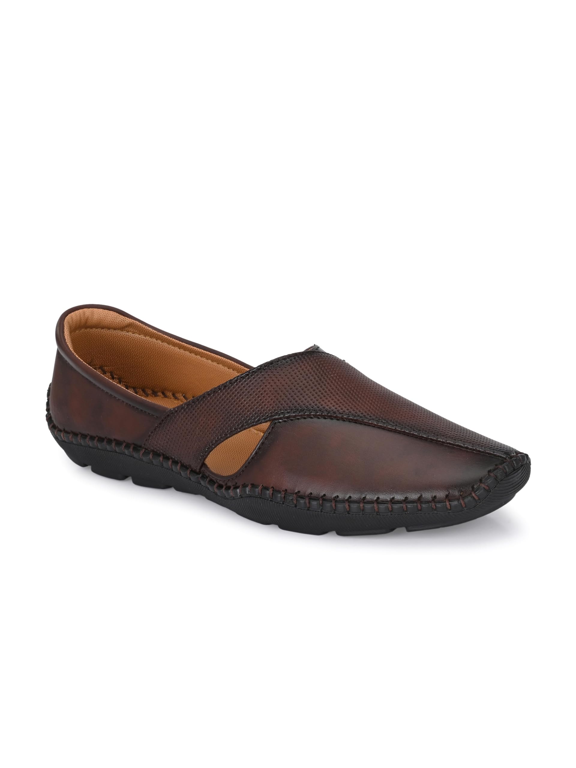 Mens Pinnacle Paces Mojaris | Textured Casual Semi Formal Shoe Sandals | Festive Ethnic Slip On Jutti | Peshawari Sandals | Cushioned Footbed