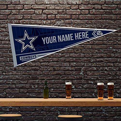 Image of Rico Industries NFL Football Dallas Cowboys Personalized - Custom 12 inch x 30 inch Soft Felt Pennant - EZ to Hang