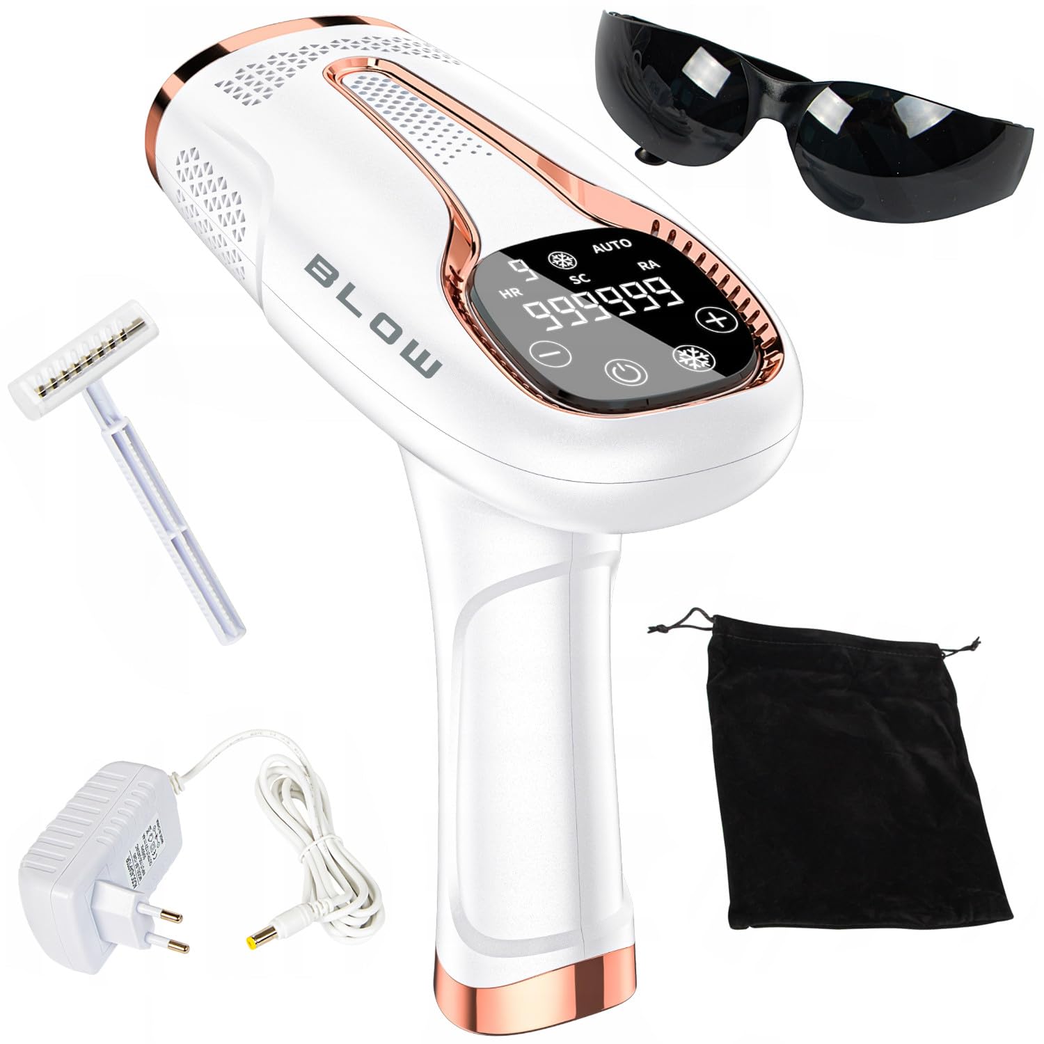 Depilator BLOW Ice Cool IPL – 9 poziomów intensywności, technologia światła pulsacyjnego, trwałe usuwanie włosów, 1 000 000 impulsów, chłodzenie do -6°C, filtr UV, tryb automatyczny