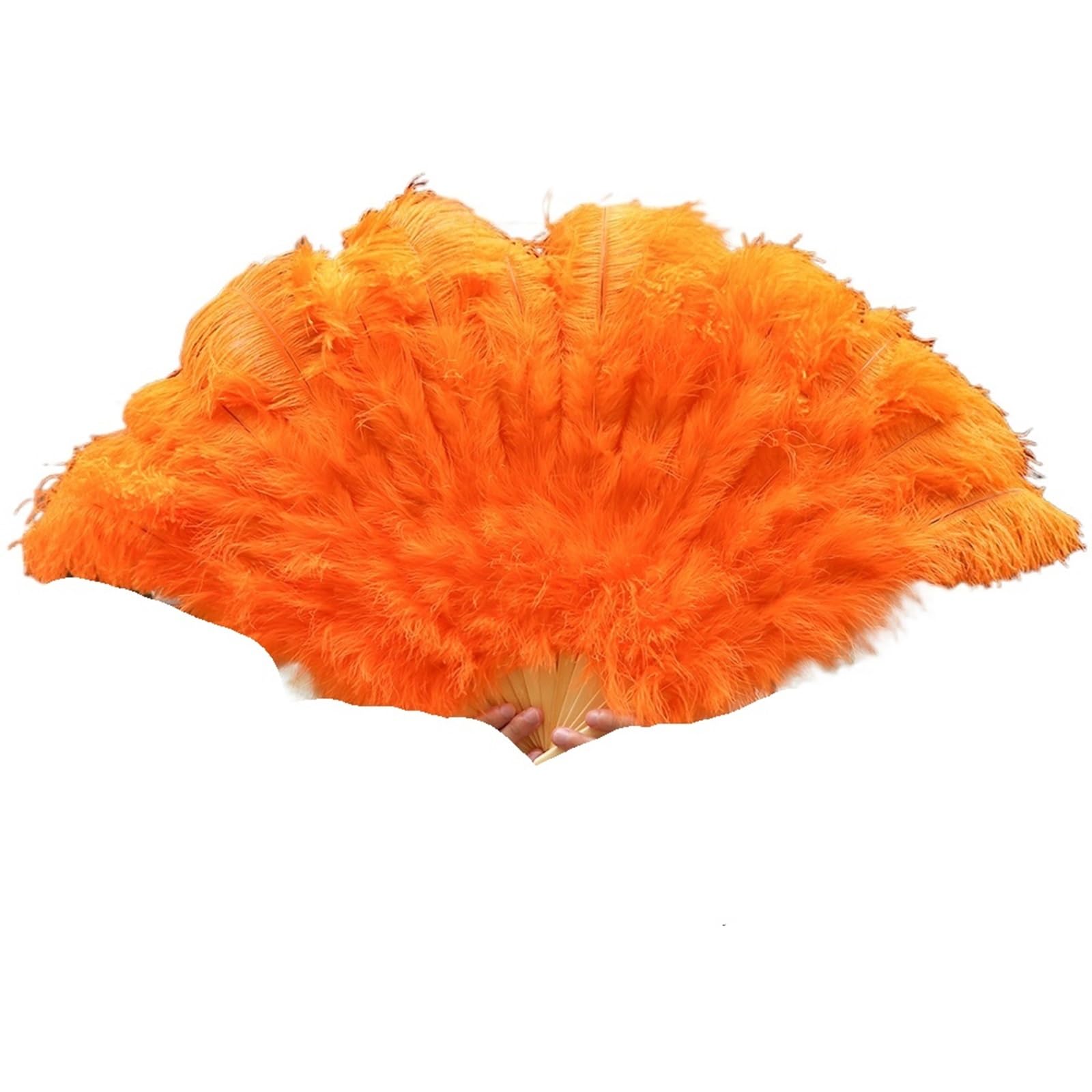 Ventilateur de plumes orange idéal pour accessoiriser une tenue de scène