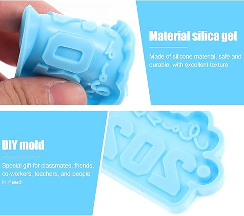 Miniatura 9 de ABOOFAN 4 piezas de llavero de graduación 2023 molde de silicona de resina clase de 2023 molde de llavero de número de molde de fundición epoxi para