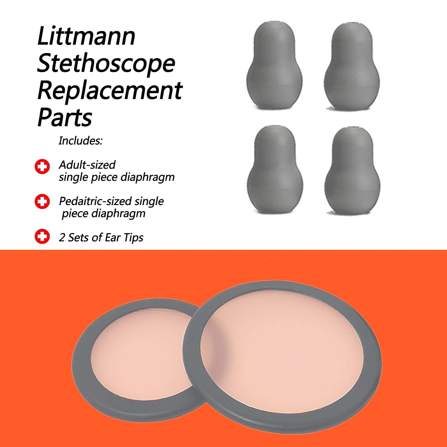 Kit di ricambio per stetoscopio Littmann Classic 3, Cardiology 3 & Cardiology 4 Stetoscopio per parti di ricambio e stetoscopio Bell Diaframma cover e parti di ricambio (grigio)