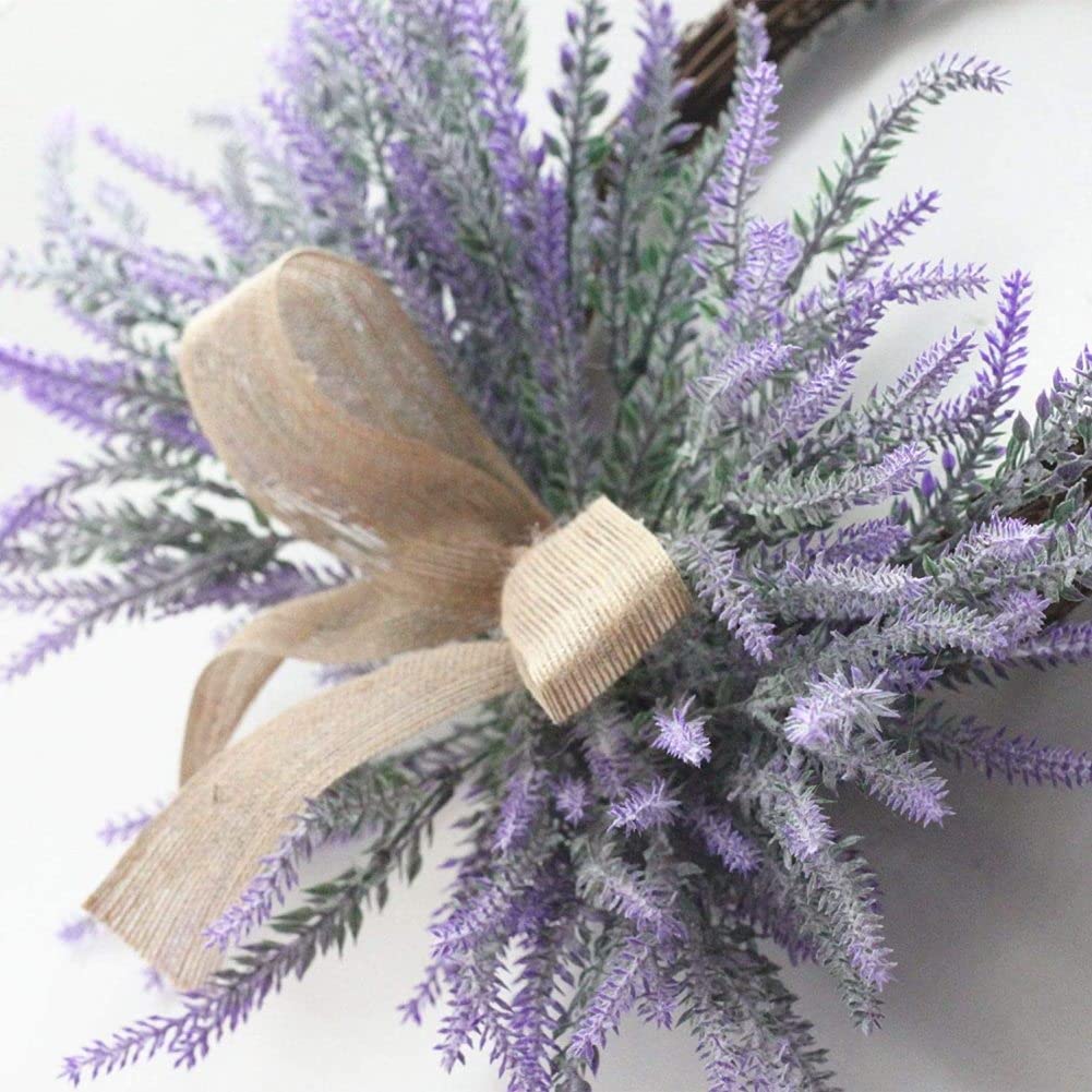 Ghirlanda di lavanda artificiale, ghirlanda di lavanda in seta con fiocco, ghirlanda di fiori artificiali per porta d'ingresso, finestra, parete, festa di nozze, casa, giardino, decorazione, viola, 1