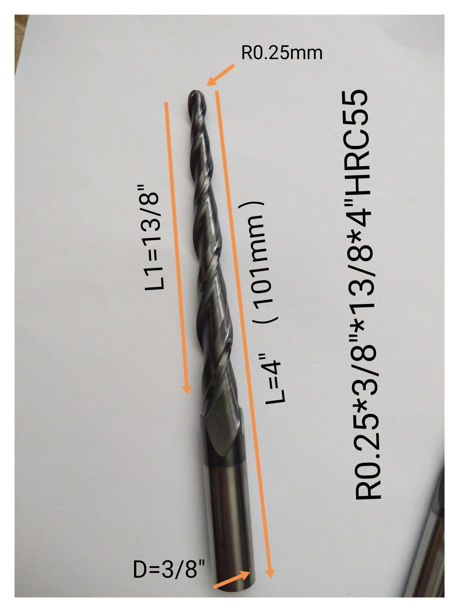 1 Unidad R0.25-R2D3.175 4 6 8mmHRC55 2 Flauta Carburo De Tungsteno Fresas Cónicas Punta Bola Trabajo Madera CNC2D3D CarvingBits Corte Fresado