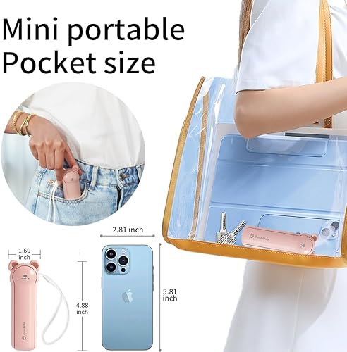 Miniatura 5 de Ventilador de mano portátil, pequeño ventilador personal plegable 26 horas de tiempo de enfriamiento máximo, 3 en 1 USB recargable para viajes al