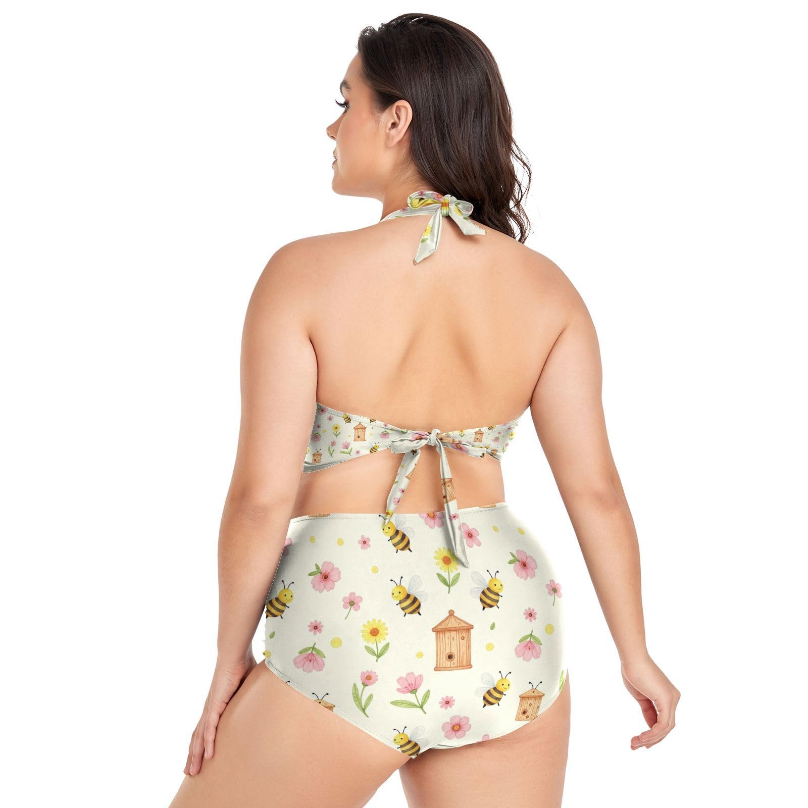 FRODOTGV Costumi da bagno da donna curvy, da L a 4XL | Materiale liscio e setoso ad alta elasticità, sagomato 3D, per vacanze estive in spiaggia e cottage con fiori a bordo piscina
