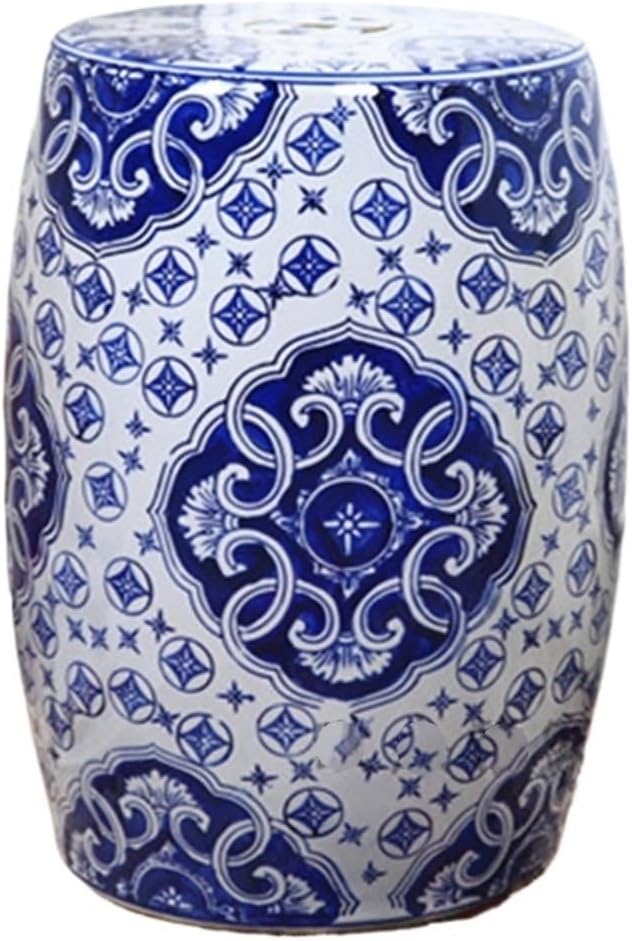 Garden Stool Chinese Classical Celadon Ceramic Drum Stool Drum Pier Drum Chair Shoe Changing Stool Striped Decorative Crafts Stools Ottomans