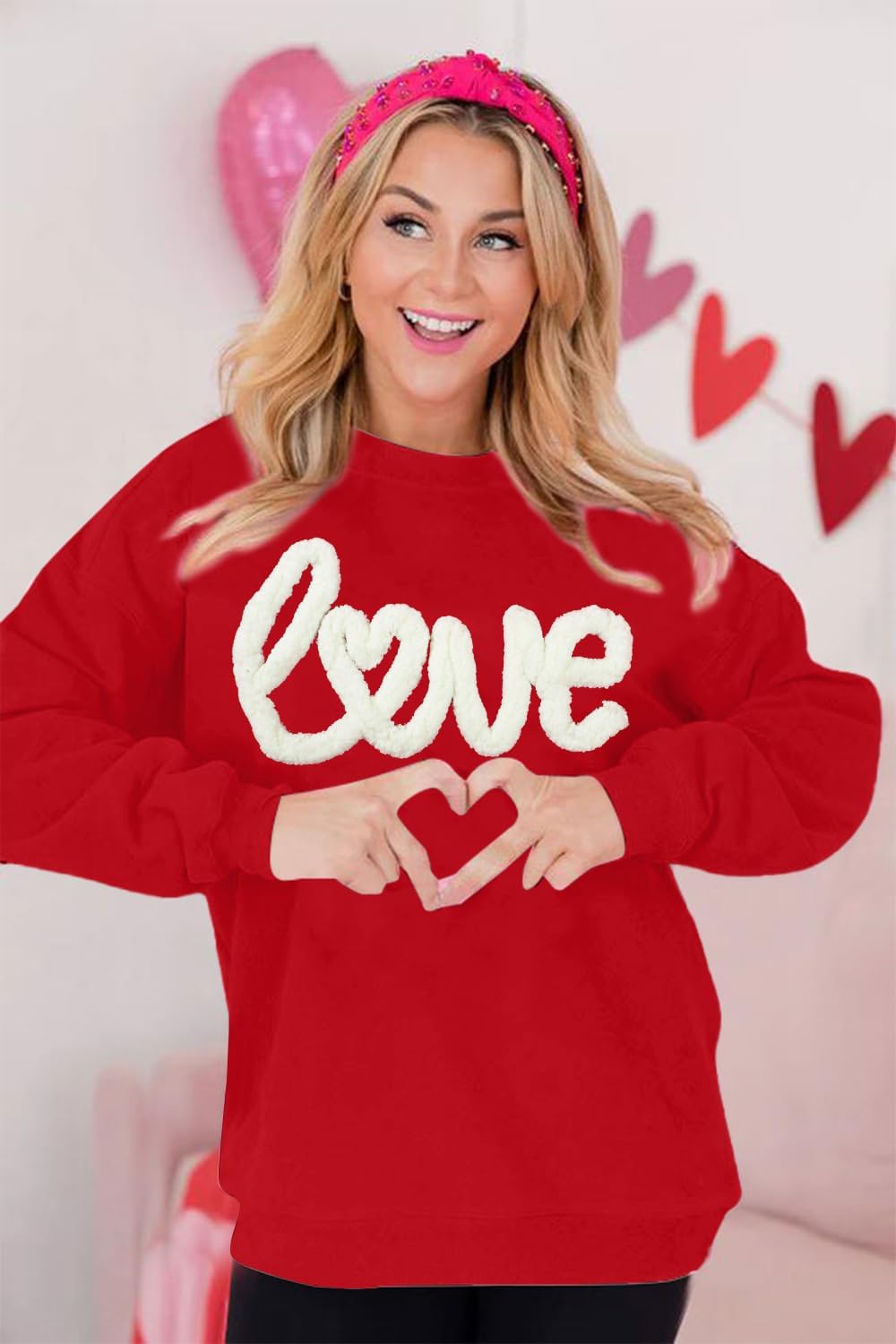 MAXIMGR Valentines Sweatshirt Women Teacher Valentine Shirts sequin Love Heart Graphic Tee Valentine's Day Gift Pullover - Image 5