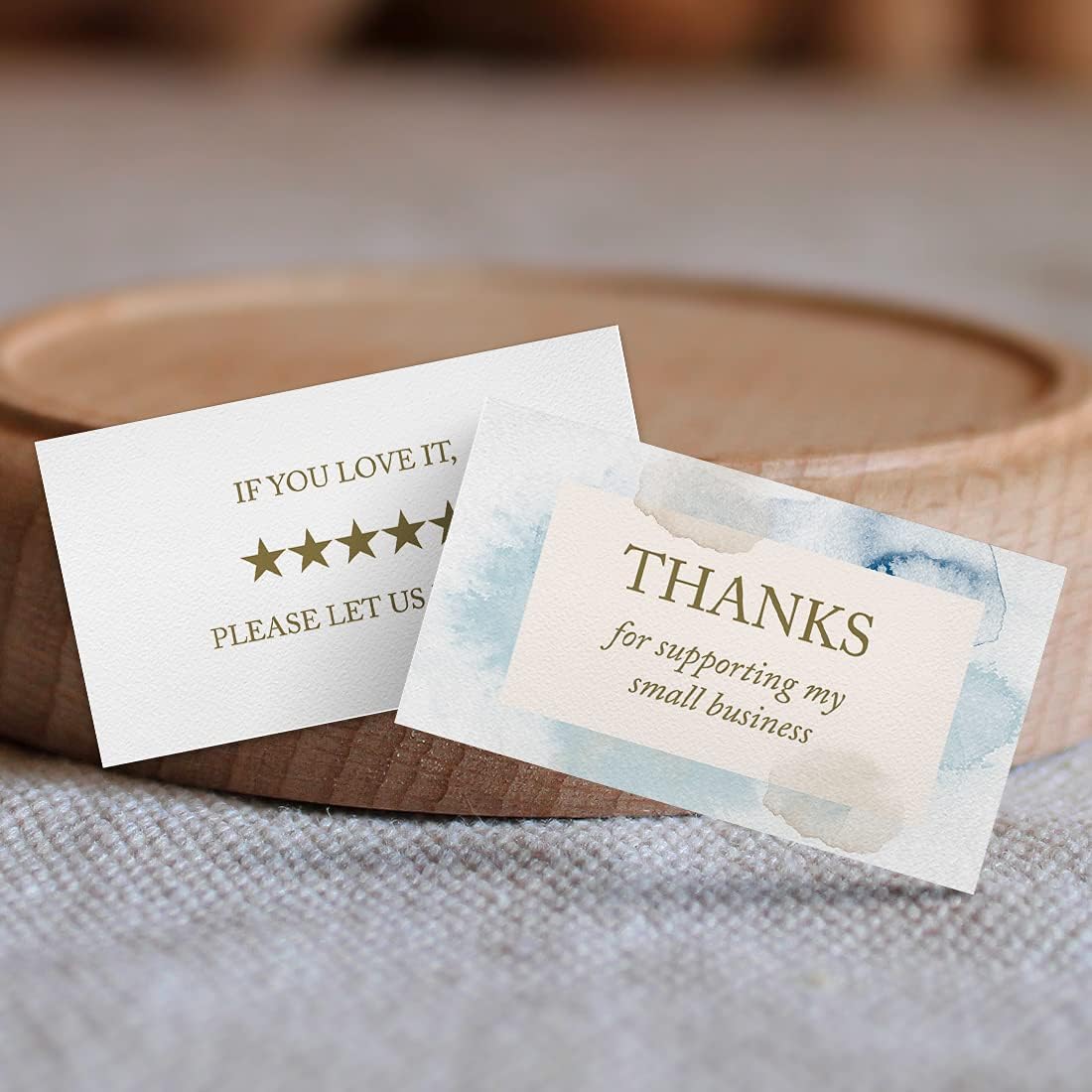 Andaz Press Thank You For Supporting My Small Business Cards, Blue and Earthy Watercolor, 100-Pack, 2 x 3.5- Inch Business Card Size for Small Business Owners, Customer Thank You Package Inserts