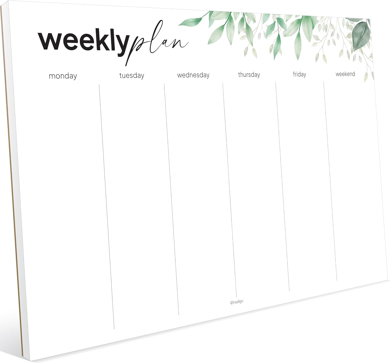 Weekly Planner Notepad, Undated Tear Off Weekly Desk Planner, 11.5" x 8", Greenery Design on Bright White Paper, Thick Premium Paper with Cardboard Backing for Work, Office & Home.