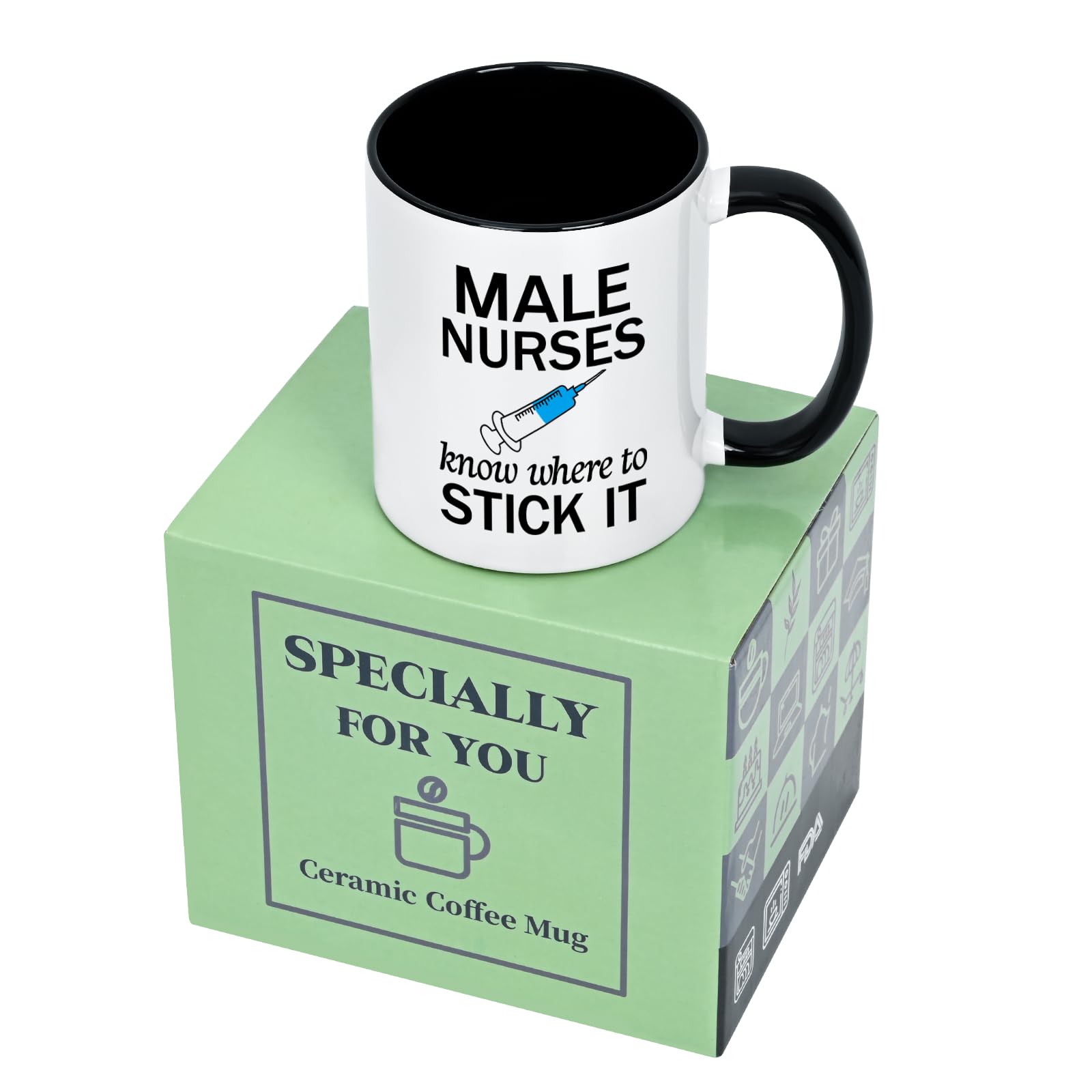 YHRJWN Nurse Gifts, Male Nurse Gifts, Nurses Week Appreciation Graduation Gift for Men Him, Funny Coffee Mug, 11 Oz