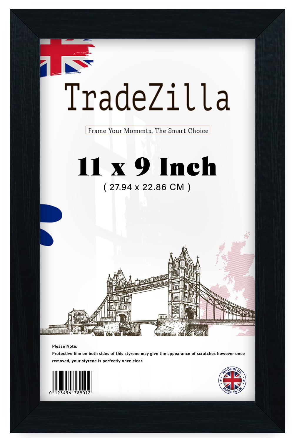 Tradezilla Black | Small Picture Frames (27.94 X 22.86 Cm) - 11 X 9 Inch Wood Finish, 279.4 X 228.6 Mm Frame, 11 X 9 Clear Perspex [ ]